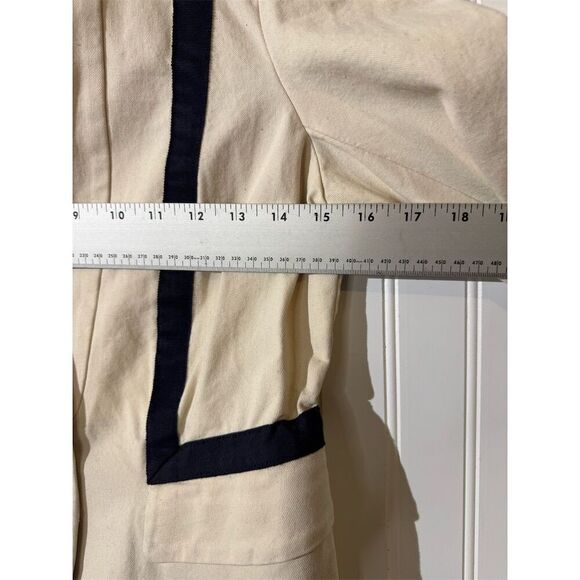 LOFT Structured Cream Blazer Jacket 4 Black Trim Preppy Nautical NWT - Picture 4 of 9